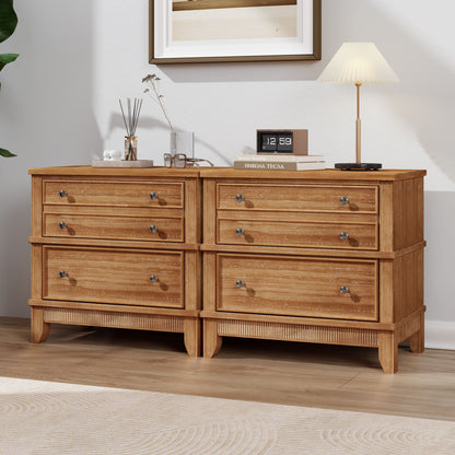 Hazel - 3 Drawer Side Table For Living Room, Hallway, Entryway (Set of 2) - Natural
