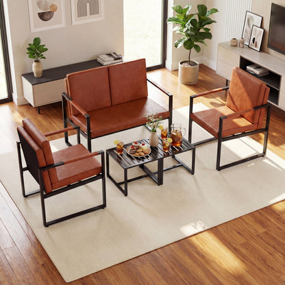 5 Pieces Living Room Set with 2 Accent Chairs and 2 Coffee Tables