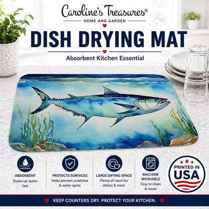 Bluefin Tuna Dish Drying Mat Absorbent Dish Drying Mat Pad for Kitchen Counter Dish Drainer Mat for Countertop, 14 x 21", Multicolor