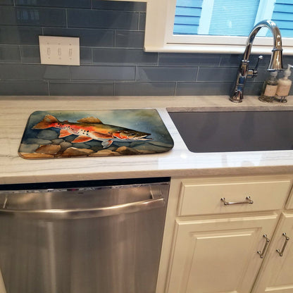 Brook Trout Dish Drying Mat Absorbent Dish Drying Mat Pad for Kitchen Counter Dish Drainer Mat for Countertop, 14 x 21", Multicolor