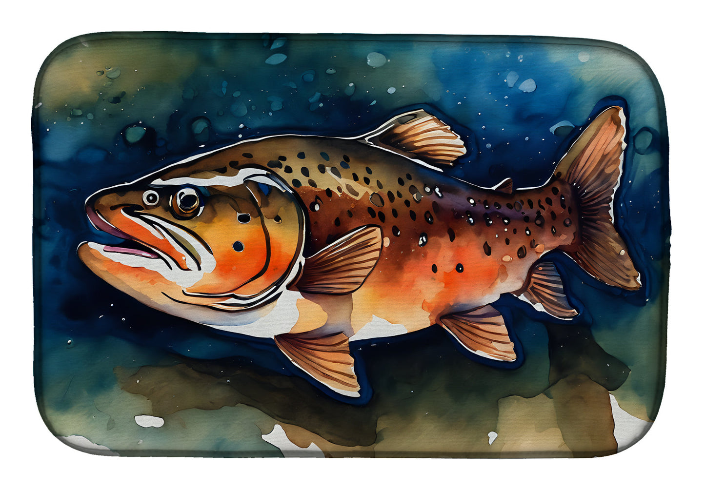 Brown Trout Dish Drying Mat Absorbent Dish Drying Mat Pad for Kitchen Counter Dish Drainer Mat for Countertop, 14 x 21", Multicolor