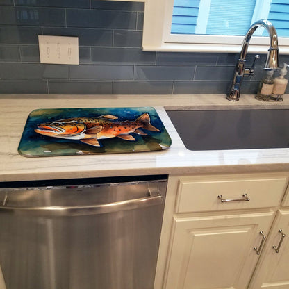 Brown Trout Dish Drying Mat Absorbent Dish Drying Mat Pad for Kitchen Counter Dish Drainer Mat for Countertop, 14 x 21", Multicolor