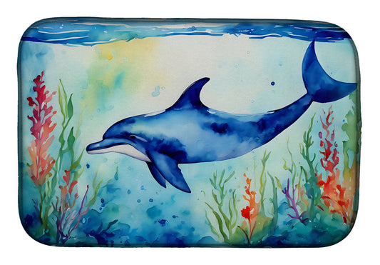 Dolphin Dish Drying Mat Absorbent Dish Drying Mat Pad for Kitchen Counter Dish Drainer Mat for Countertop, 14 x 21", Multicolor