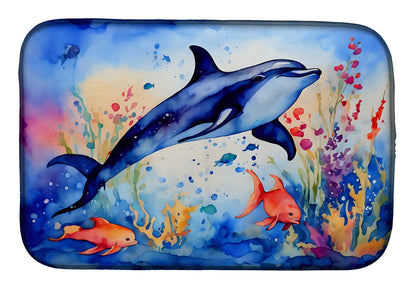 Dolphin Dish Drying Mat Absorbent Dish Drying Mat Pad for Kitchen Counter Dish Drainer Mat for Countertop, 14 x 21", Multicolor
