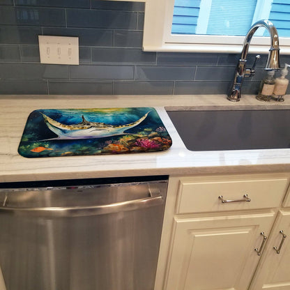Sting Ray Dish Drying Mat Absorbent Dish Drying Mat Pad for Kitchen Counter Dish Drainer Mat for Countertop, 14 x 21", Multicolor