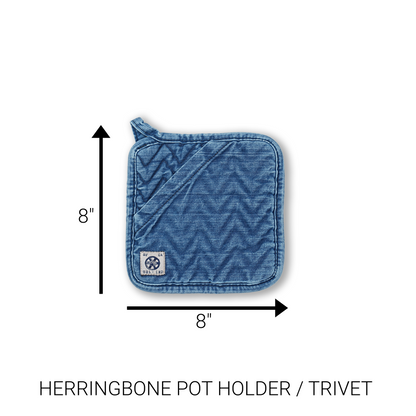BUNDLE - STANDARD HERRINGBONE OVEN MITT, PAN HANDLE HOLDER AND HERRINGBONE TRIVET/POT HOLDER (MEDIUM VINTAGE)