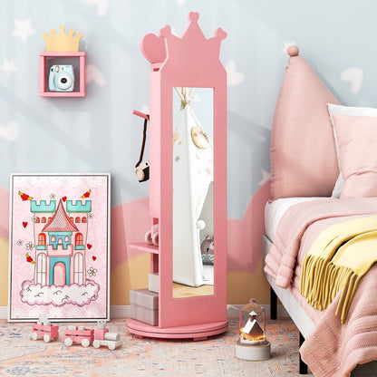 Kids Room Furniture Set Princess Vanity Table and Stool Set with Mirror and Drawer