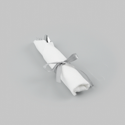 Moderna Silver Plastic Cutlery Set - with White Napkin, Silver Ribbon - 7 1/4" x 2" x 1 3/4" - 100 count box
