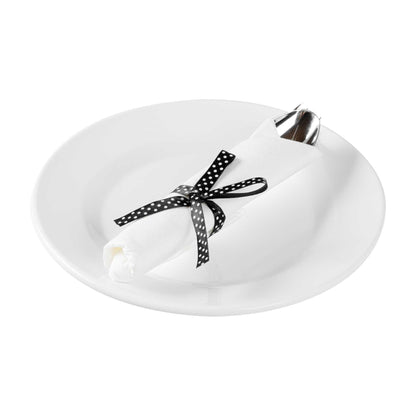 Argento Silver Plastic Cutlery Set - with White Napkin, Polka Dot Ribbon - 7 1/4" x 2" x 1 3/4" - 100 count box