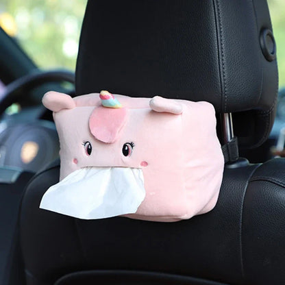 Cartoon Car Tissue Box Cute Plush Animals Napkin Paper Holder Portable Auto Armrest Box Tissue Paper Storage Case Car Decoration