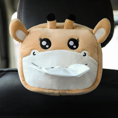 Cartoon Car Tissue Box Cute Plush Animals Napkin Paper Holder Portable Auto Armrest Box Tissue Paper Storage Case Car Decoration