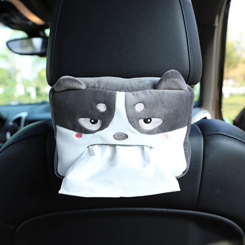 Cartoon Car Tissue Box Cute Plush Animals Napkin Paper Holder Portable Auto Armrest Box Tissue Paper Storage Case Car Decoration