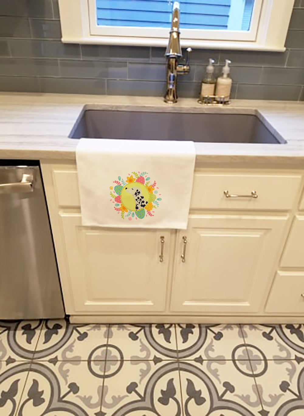 Dalmatian Easter White Kitchen Towel Set of 2