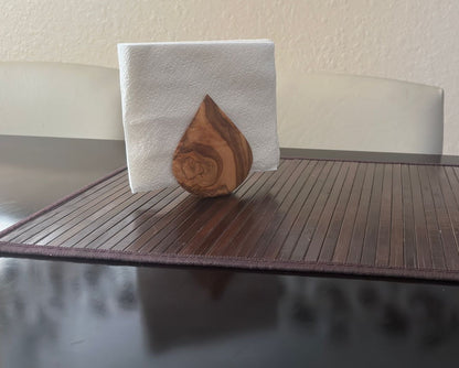 Olive Wood Napkin Holder Handcrafted Mediterranean Wooden Table Decor